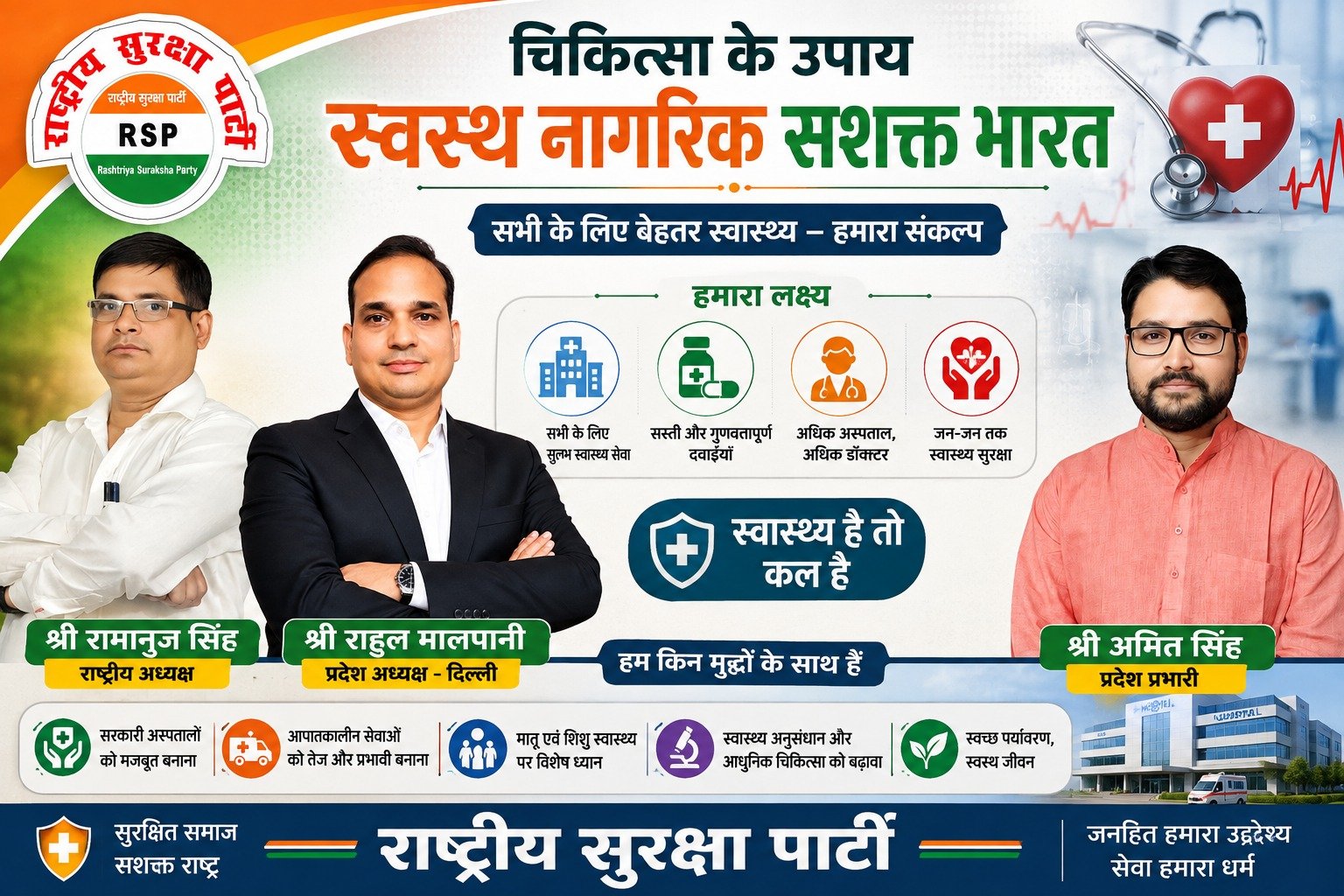 राष्ट्रीय सुरक्षा पार्टी का स्वस्थ नागरिक और सशक्त भारत का संकल्प