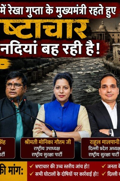 दिल्ली में भ्रष्टाचार के खिलाफ राष्ट्रीय सुरक्षा पार्टी का बड़ा सवाल | ईमानदार सरकार की मांग