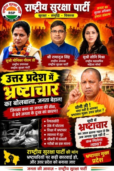 उत्तर प्रदेश में भ्रष्टाचार के खिलाफ राष्ट्रीय सुरक्षा पार्टी की बुलंद आवाज