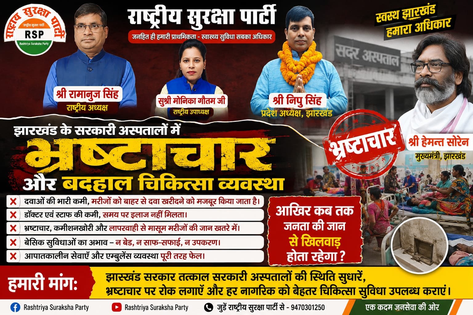 झारखंड के सरकारी अस्पतालों में भ्रष्टाचार और बदहाल स्वास्थ्य व्यवस्था पर उठे सवाल!