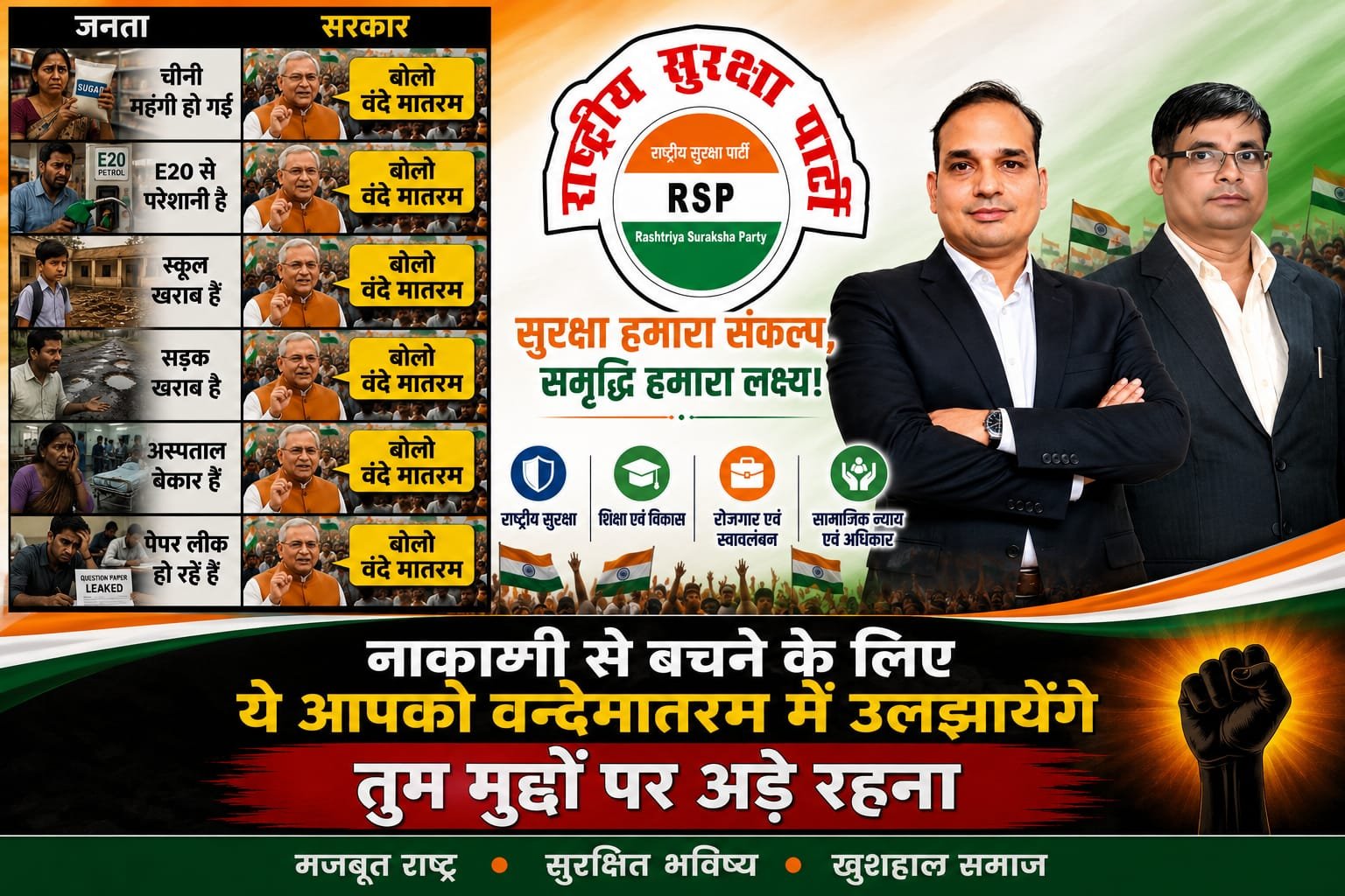 राष्ट्रीय सुरक्षा पार्टी का जनहित, सुरक्षा और विकास पर केंद्रित संदेश