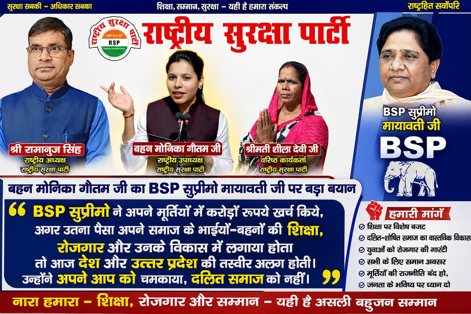 बहन मोनिका गौतम जी का BSP सुप्रीमो मायावती जी पर बड़ा बयान!