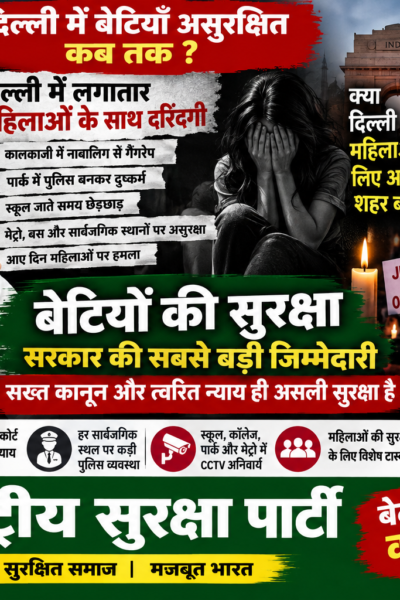 दिल्ली में बेटियों की सुरक्षा पर बड़ा सवाल | सख्त कानून और त्वरित न्याय जरूरी!