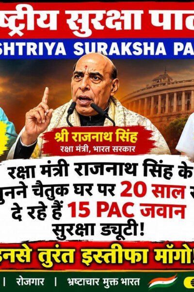 रक्षा मंत्री राजनाथ सिंह से 20 साल से 15 PAC जवान ड्यूटी पर क्यों? राष्ट्रीय सुरक्षा पार्टी ने उठाए सवाल