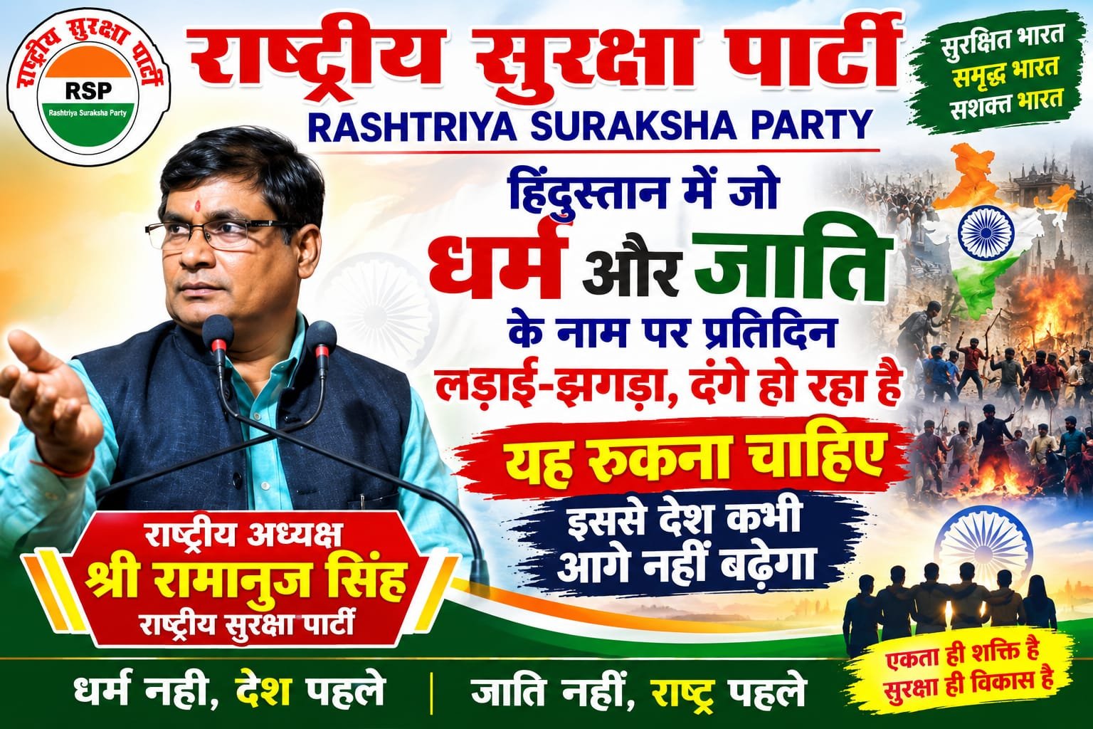 धर्म और जाति के नाम पर लड़ाई-झगड़ा बंद होना चाहिए | राष्ट्रीय सुरक्षा पार्टी