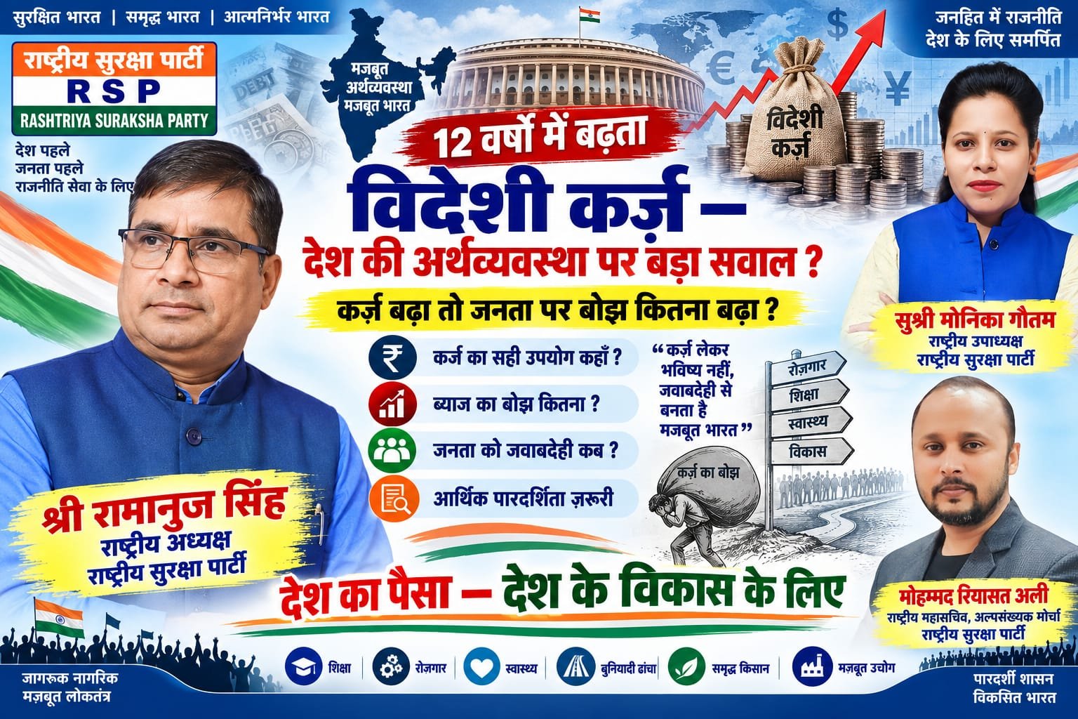 12 वर्षों में बढ़ता विदेशी कर्ज़ | देश की अर्थव्यवस्था पर बड़ा सवाल? | राष्ट्रीय सुरक्षा पार्टी RSP