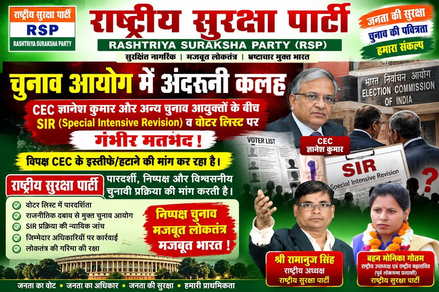 चुनाव आयोग में मतभेद का दावा, SIR और वोटर लिस्ट पर उठे सवाल?