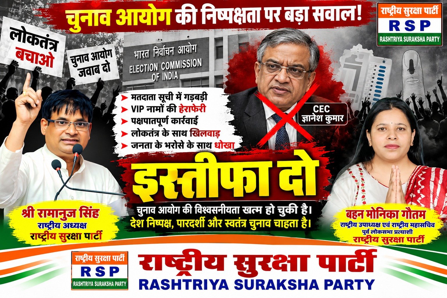चुनाव आयोग की निष्पक्षता पर राष्ट्रीय सुरक्षा पार्टी ने उठाए सवाल?