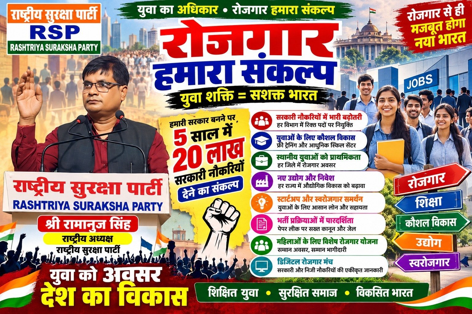 रोजगार को लेकर राष्ट्रीय सुरक्षा पार्टी ने रखा अपना संकल्प!
