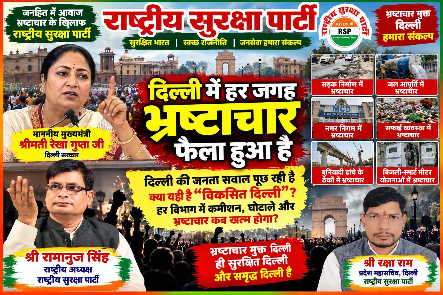 दिल्ली में भ्रष्टाचार के मुद्दे पर राष्ट्रीय सुरक्षा पार्टी ने उठाए सवाल?