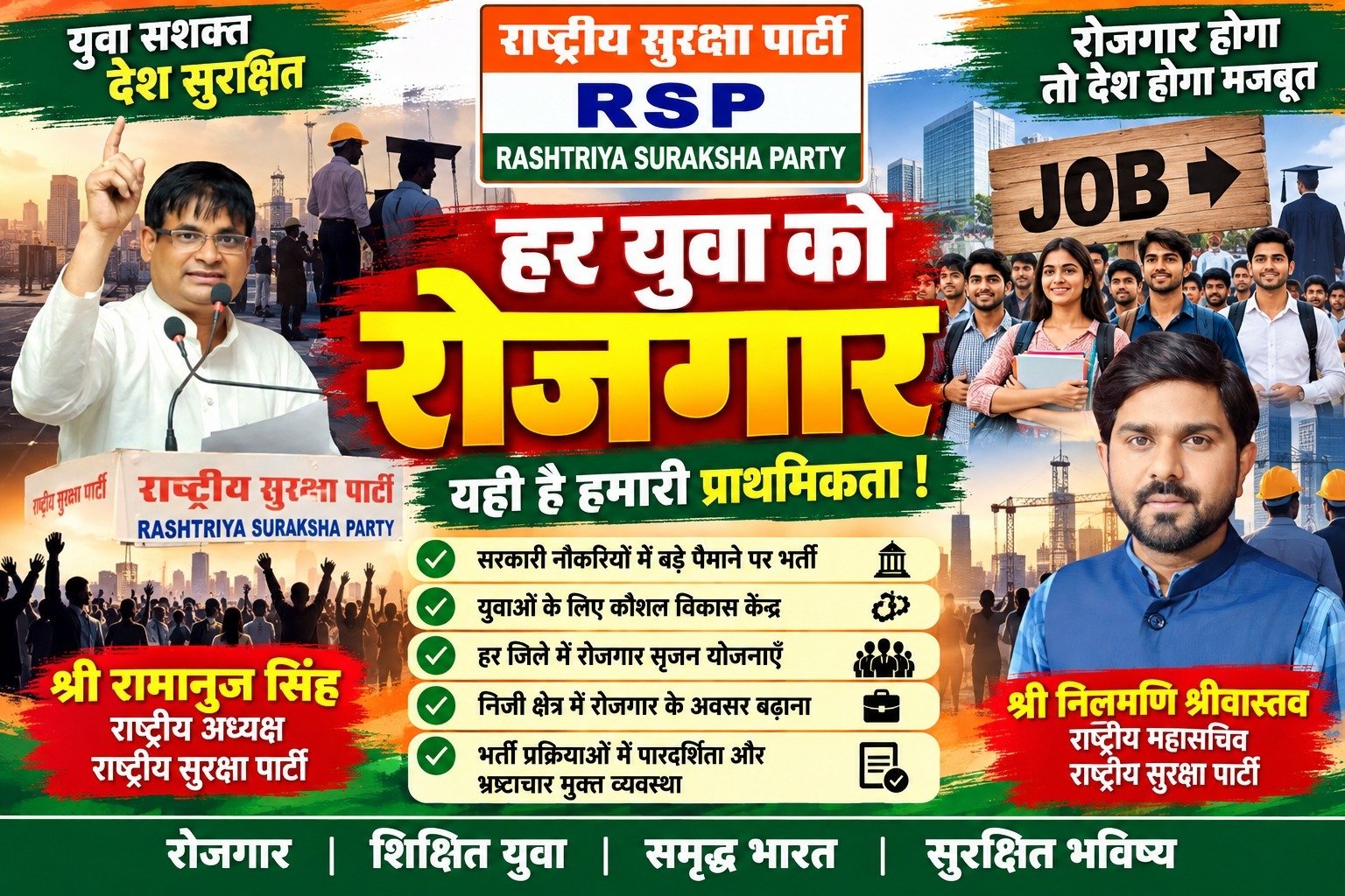 हर युवा को रोजगार: राष्ट्रीय सुरक्षा पार्टी ने रोजगार के अवसर बढ़ाने पर दिया जोर!