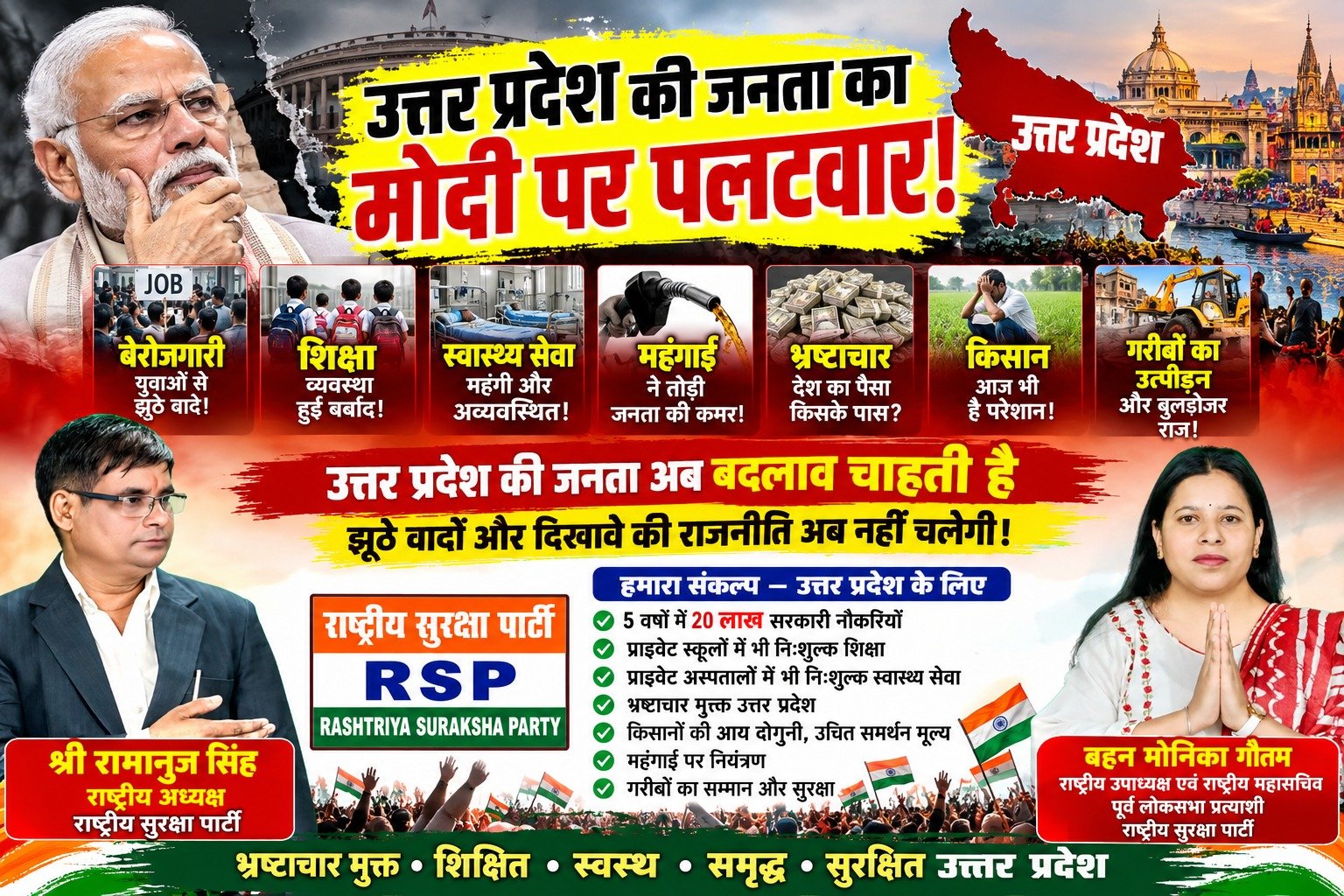 राष्ट्रीय सुरक्षा पार्टी (RSP) का उत्तर प्रदेश के मुद्दों और विकास संबंधी संकल्पों पर संदेश
