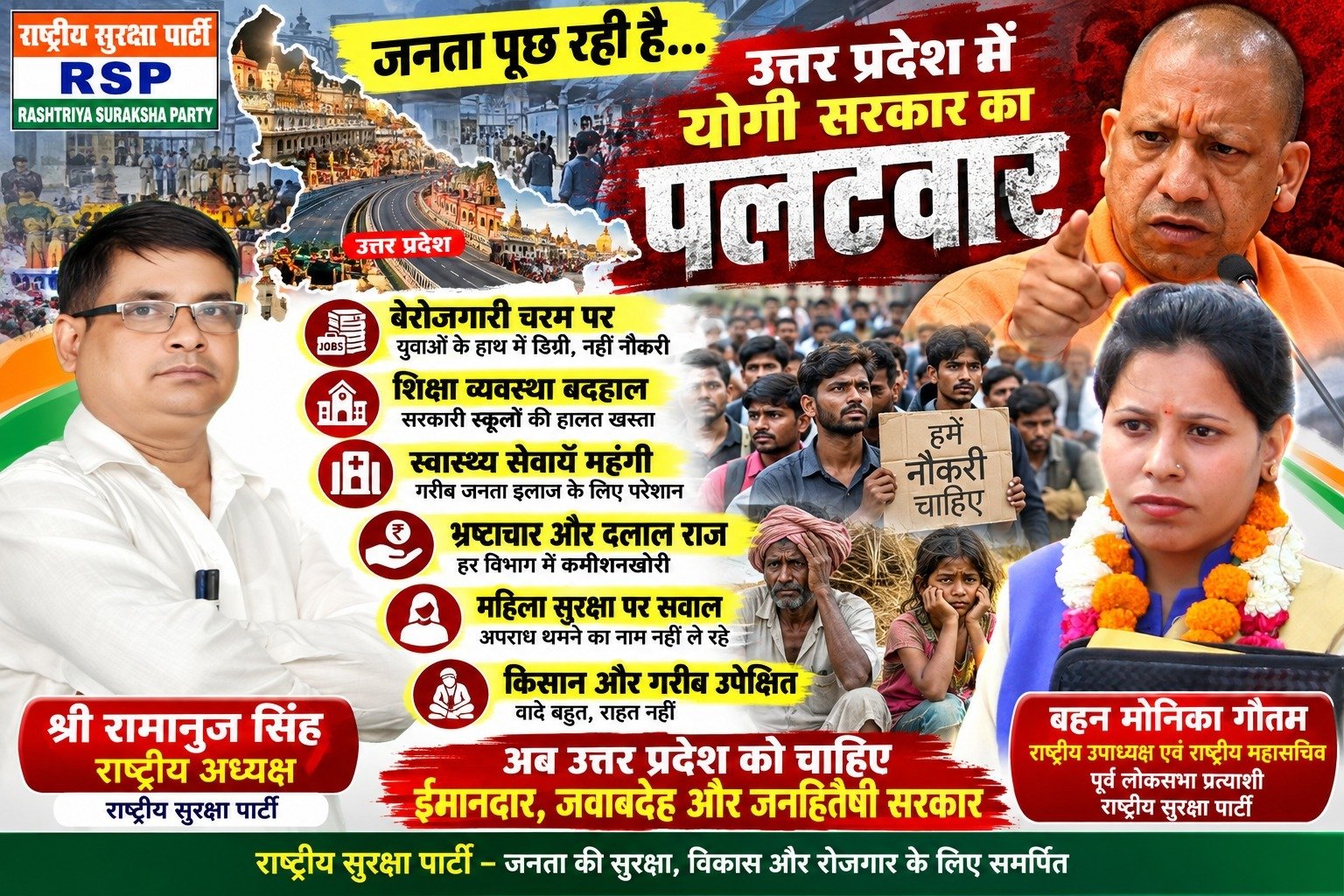 उत्तर प्रदेश में रोजगार, शिक्षा, महिला सुरक्षा और किसानों के अधिकारों पर उठे सवाल | राष्ट्रीय सुरक्षा पार्टी RSP