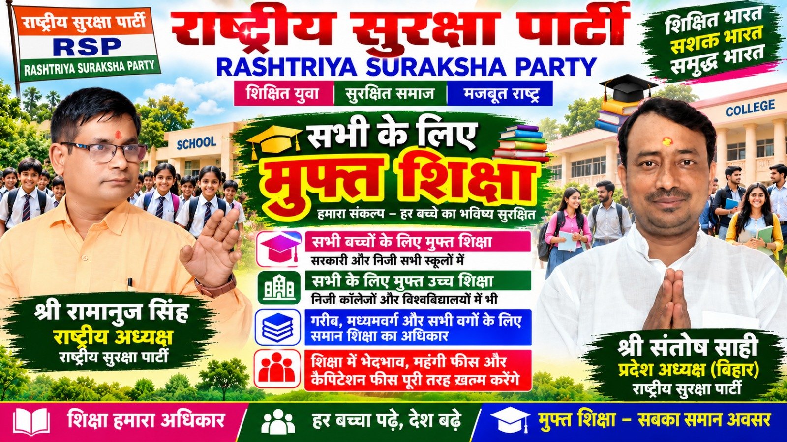 राष्ट्रीय सुरक्षा पार्टी का शिक्षा संकल्प | सभी बच्चों के लिए मुफ्त शिक्षा का संदेश!