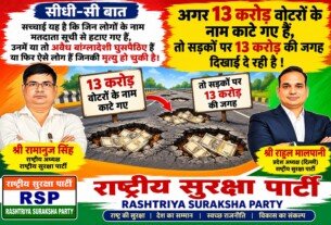राष्ट्रीय सुरक्षा पार्टी (RSP) का सवाल – 13 करोड़ मतदाताओं के नाम कटने पर जवाबदेही कौन लेगा?
