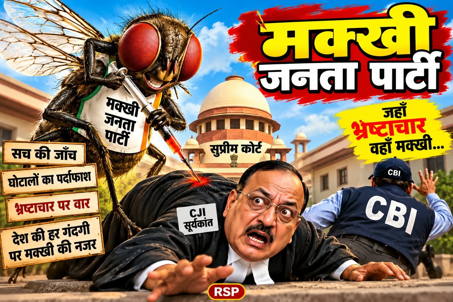 मख्खी जनता पार्टी पर RSP का करारा प्रहार – भ्रष्टाचार, घोटालों और सच की जाँच का संदेश!