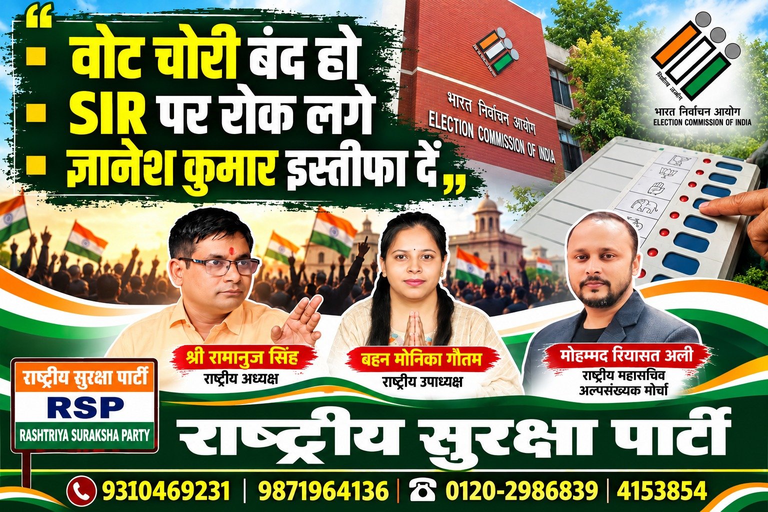 राष्ट्रीय सुरक्षा पार्टी (RSP) का वोट चोरी और SIR पर सवाल – चुनावी पारदर्शिता और जवाबदेही की मांग!