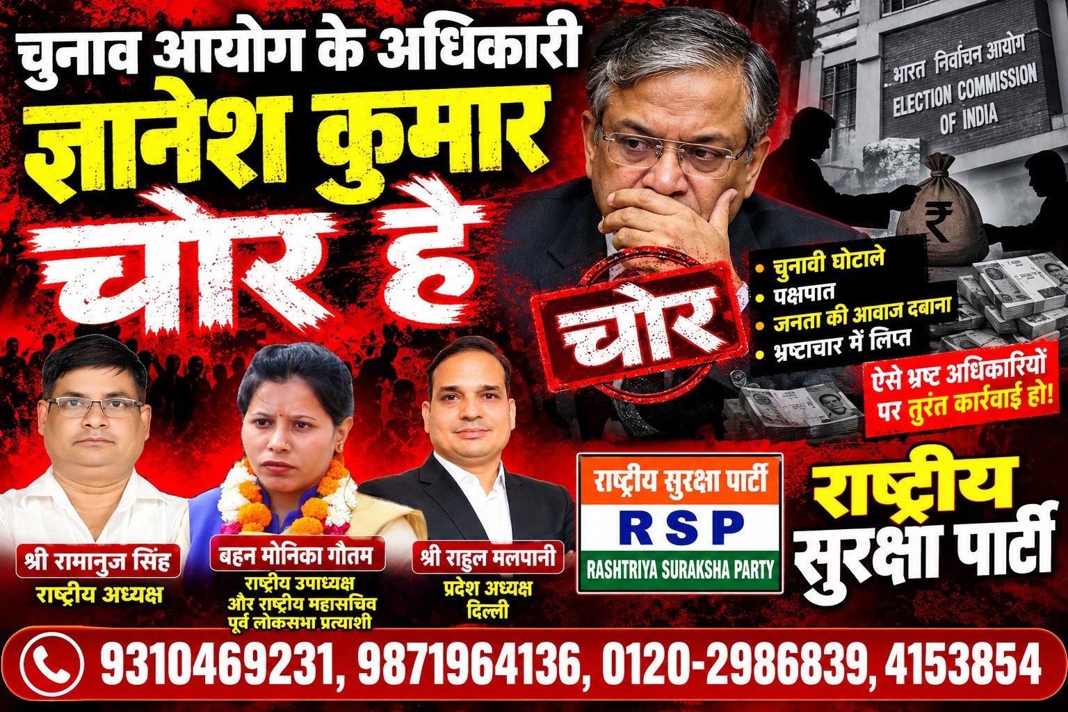 चुनाव आयोग के अधिकारी ज्ञानेश कुमार पर गंभीर आरोप? राष्ट्रीय सुरक्षा पार्टी ने उठाई कार्रवाई की मांग!