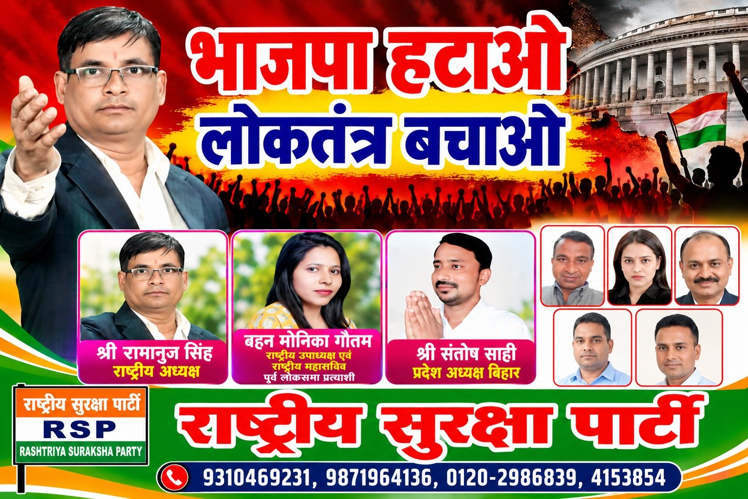 राष्ट्रीय सुरक्षा पार्टी (RSP) का नारा – भाजपा हटाओ, लोकतंत्र बचाओ!