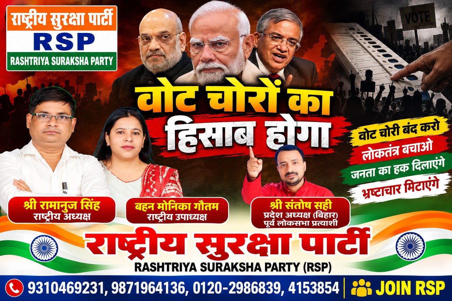वोट चोरी का हिसाब होगा – राष्ट्रीय सुरक्षा पार्टी (RSP) का लोकतंत्र बचाओ अभियान!
