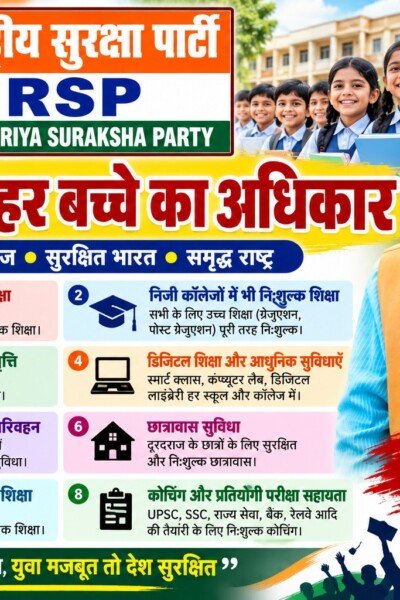 राष्ट्रीय सुरक्षा पार्टी का शिक्षा संकल्प: हर बच्चे को शिक्षा का अधिकार!