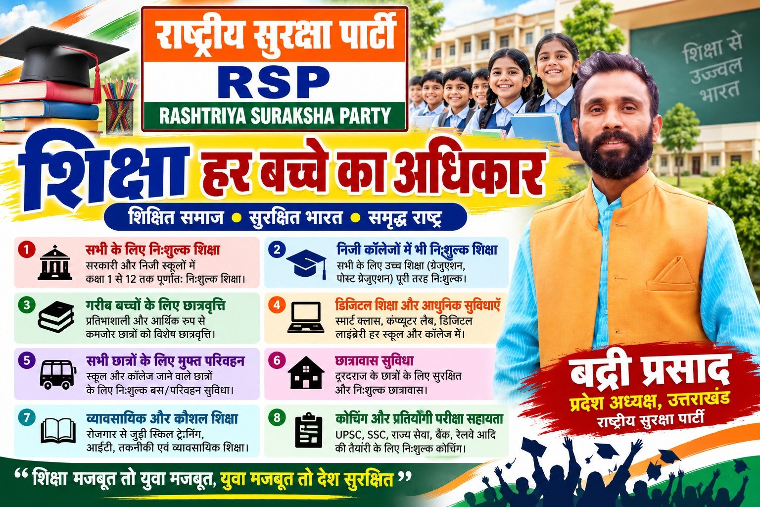 राष्ट्रीय सुरक्षा पार्टी का शिक्षा संकल्प: हर बच्चे को शिक्षा का अधिकार!