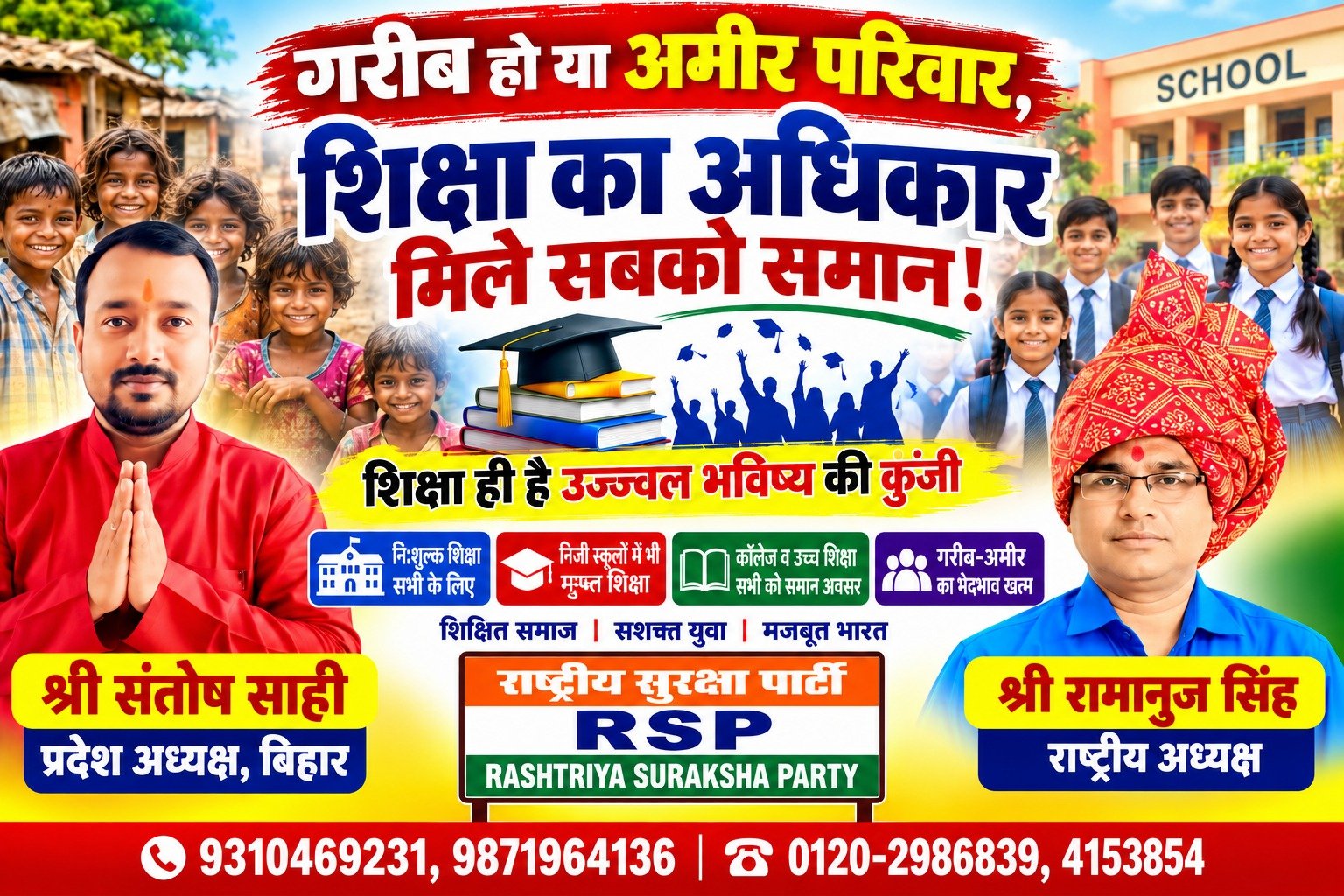 गरीब हो या अमीर, सभी को मिले शिक्षा का अधिकार | राष्ट्रीय सुरक्षा पार्टी (RSP)