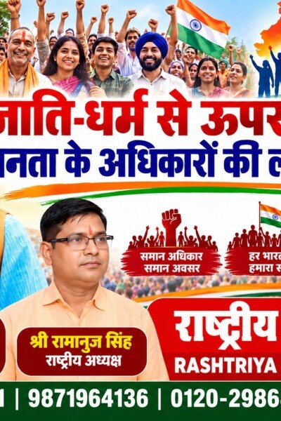 जाति-धर्म से ऊपर उठकर जनता के अधिकारों की लड़ाई लड़ेगी राष्ट्रीय सुरक्षा पार्टी (RSP)