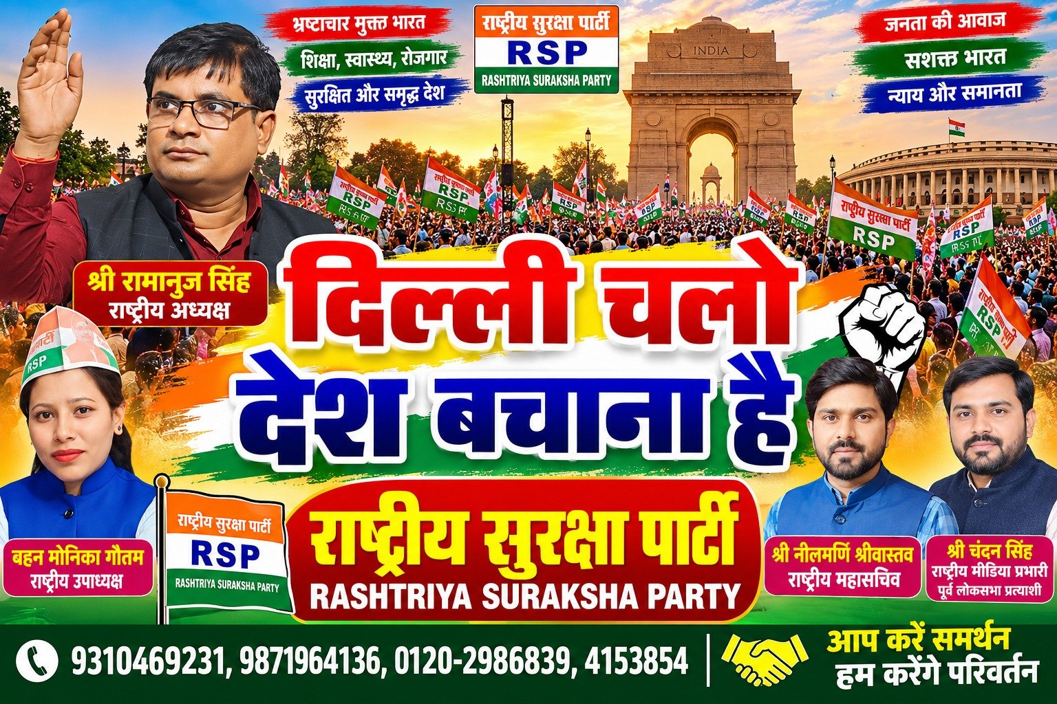 राष्ट्रीय सुरक्षा पार्टी (RSP) – दिल्ली चलो, देश बचाना है अभियान!