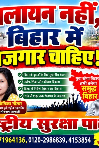 पलायन नहीं, बिहार में रोजगार चाहिए! – युवाओं के लिए रोजगार और समृद्ध बिहार का संकल्प!